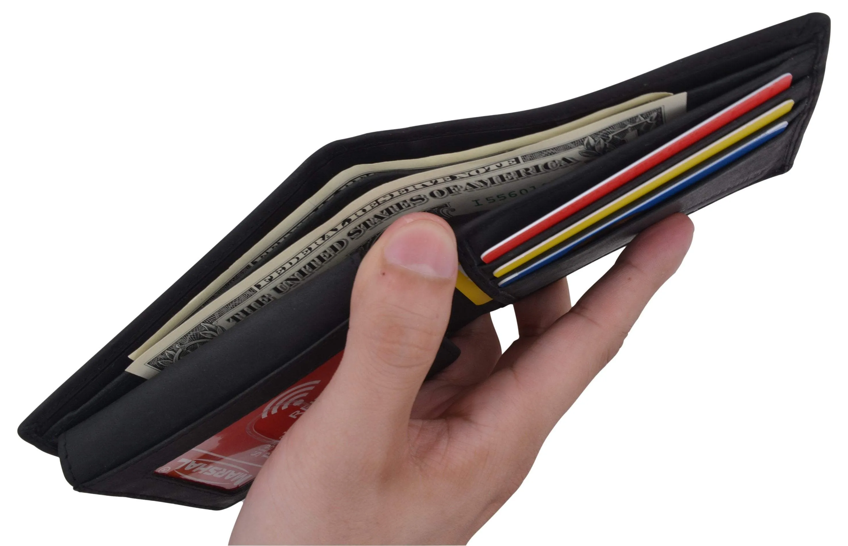 Guadalupe Virgin Logo RFID Genuine Leather Mens Bifold Wallet