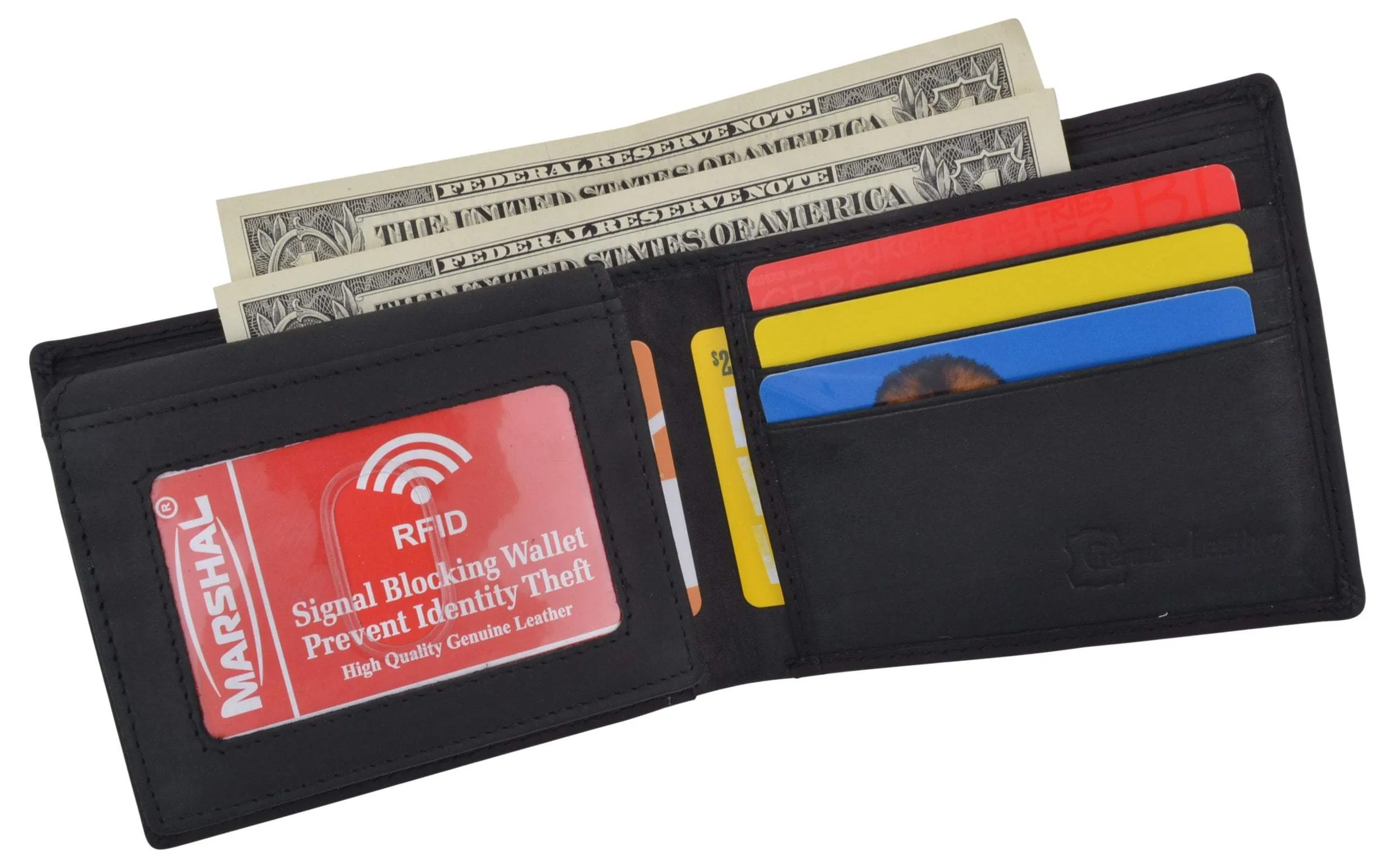Guadalupe Virgin Logo RFID Genuine Leather Mens Bifold Wallet