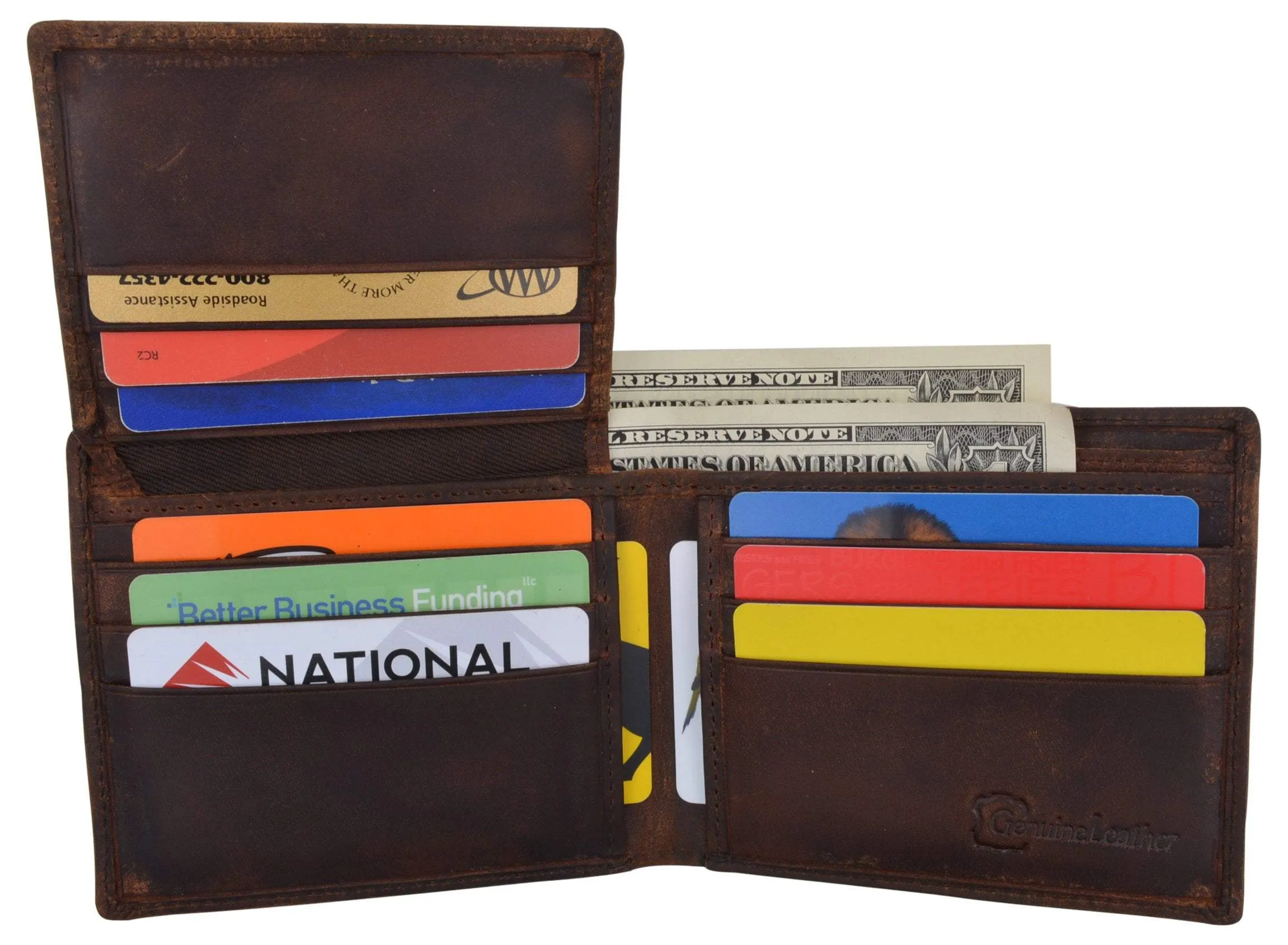 Guadalupe Virgin Logo RFID Genuine Leather Mens Bifold Wallet