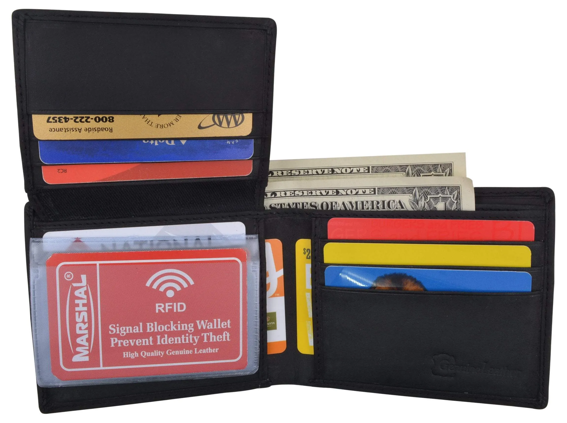 Guadalupe Virgin Logo RFID Genuine Leather Mens Bifold Wallet