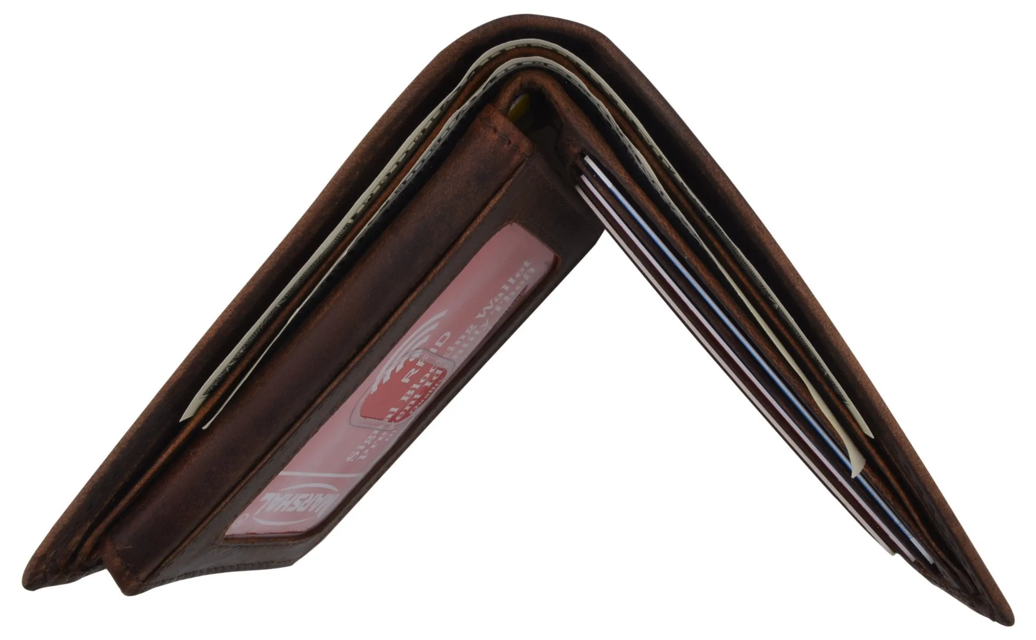 Guadalupe Virgin Logo RFID Genuine Leather Mens Bifold Wallet