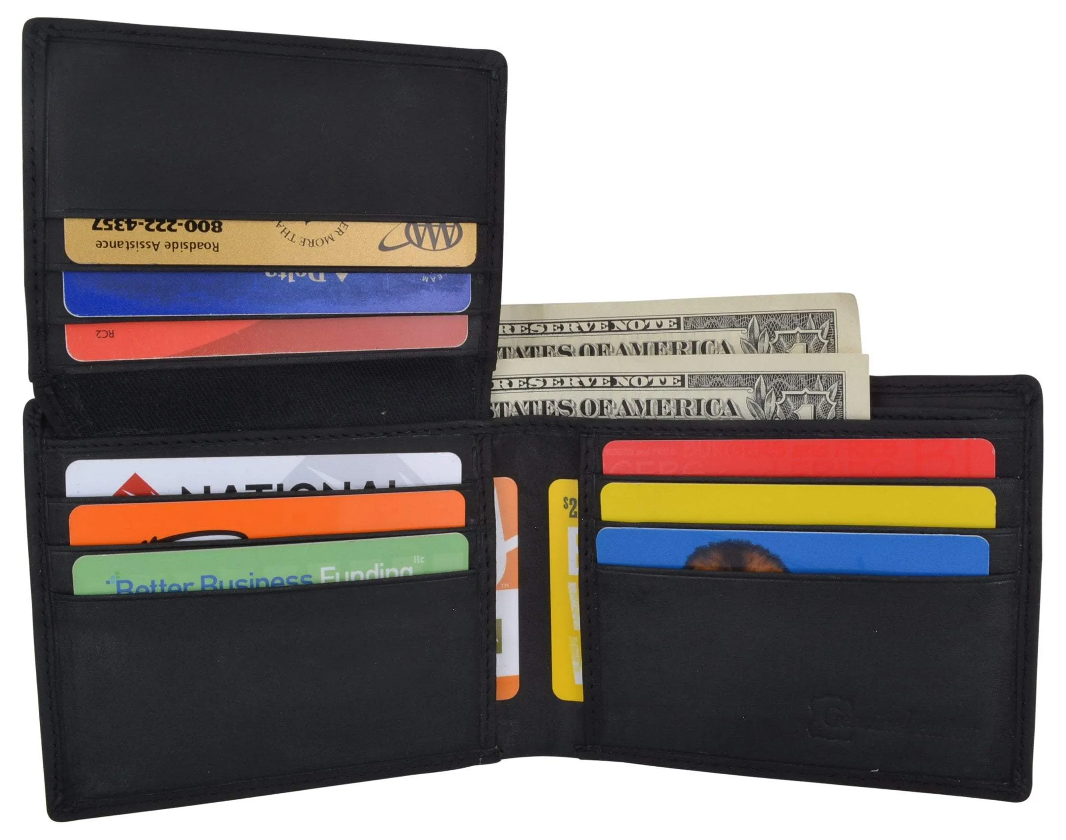Guadalupe Virgin Logo RFID Genuine Leather Mens Bifold Wallet