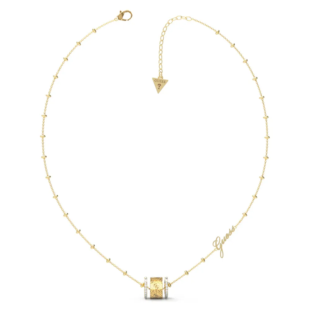 Guess Gold Plated Stainless Steel 16-18" 4G Crystals Sides Chain