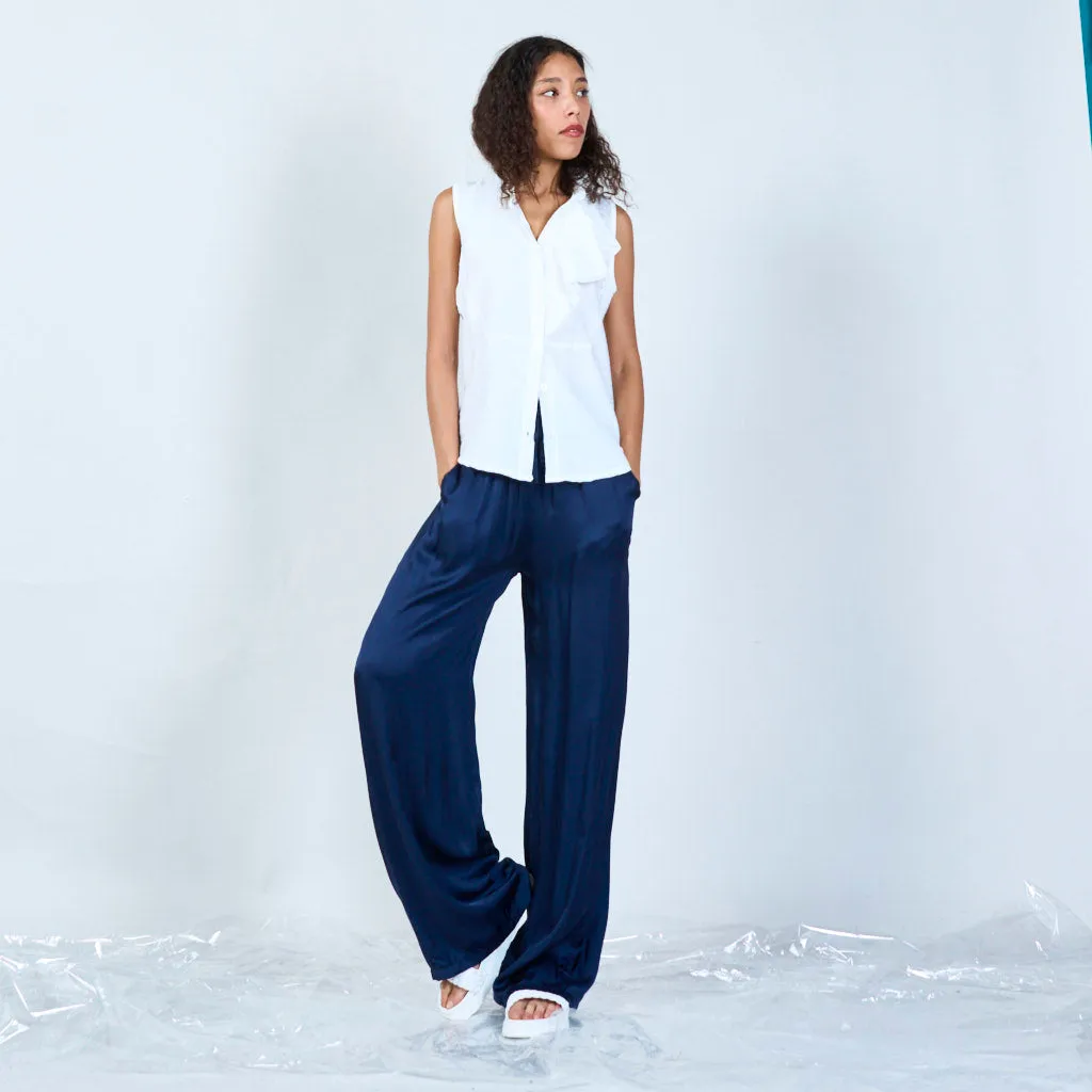 Halterneck blouse with ruffles details wholesale