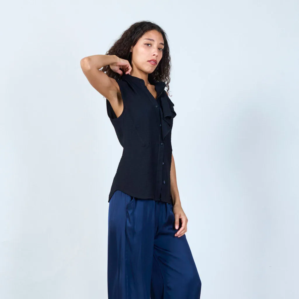 Halterneck blouse with ruffles details wholesale