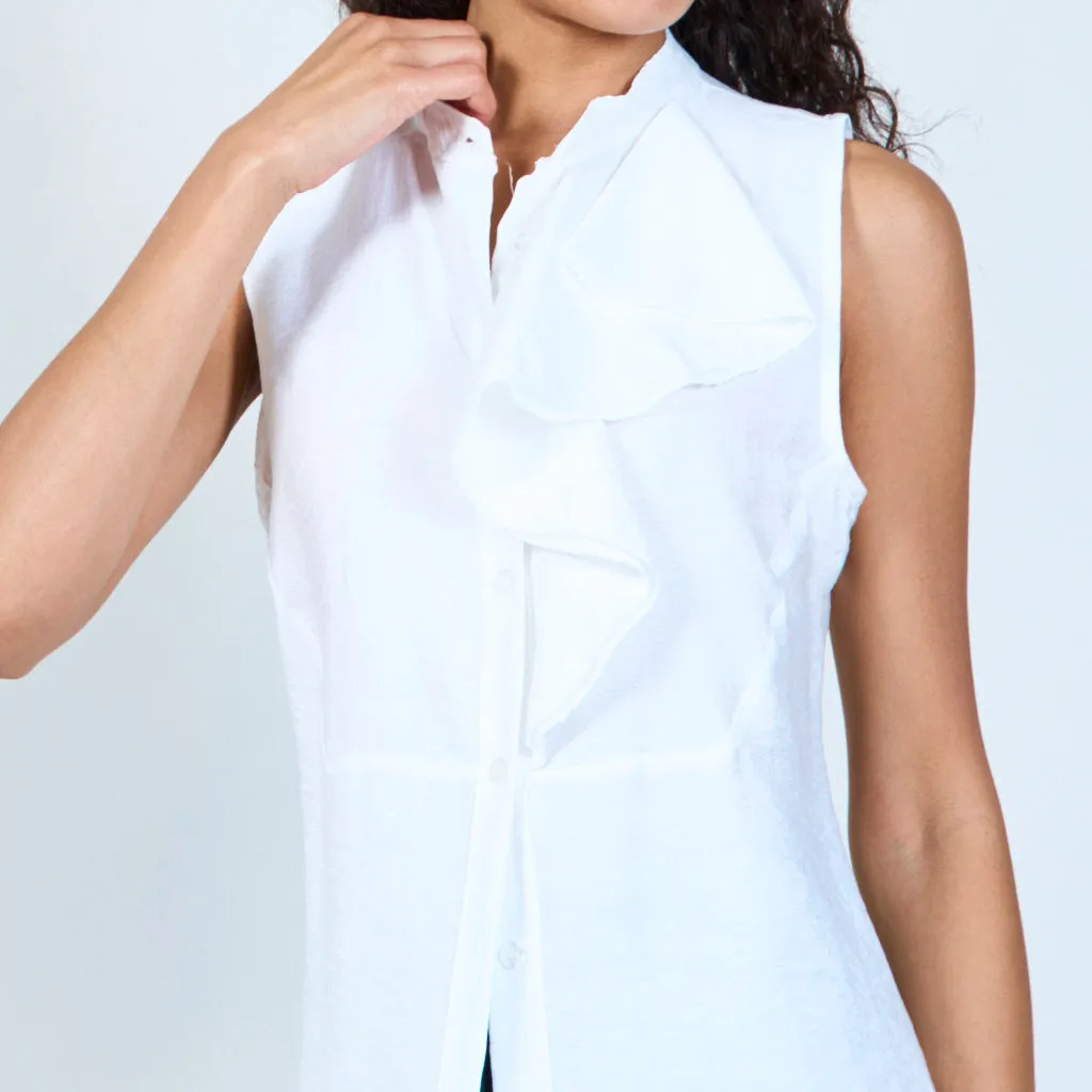 Halterneck blouse with ruffles details wholesale