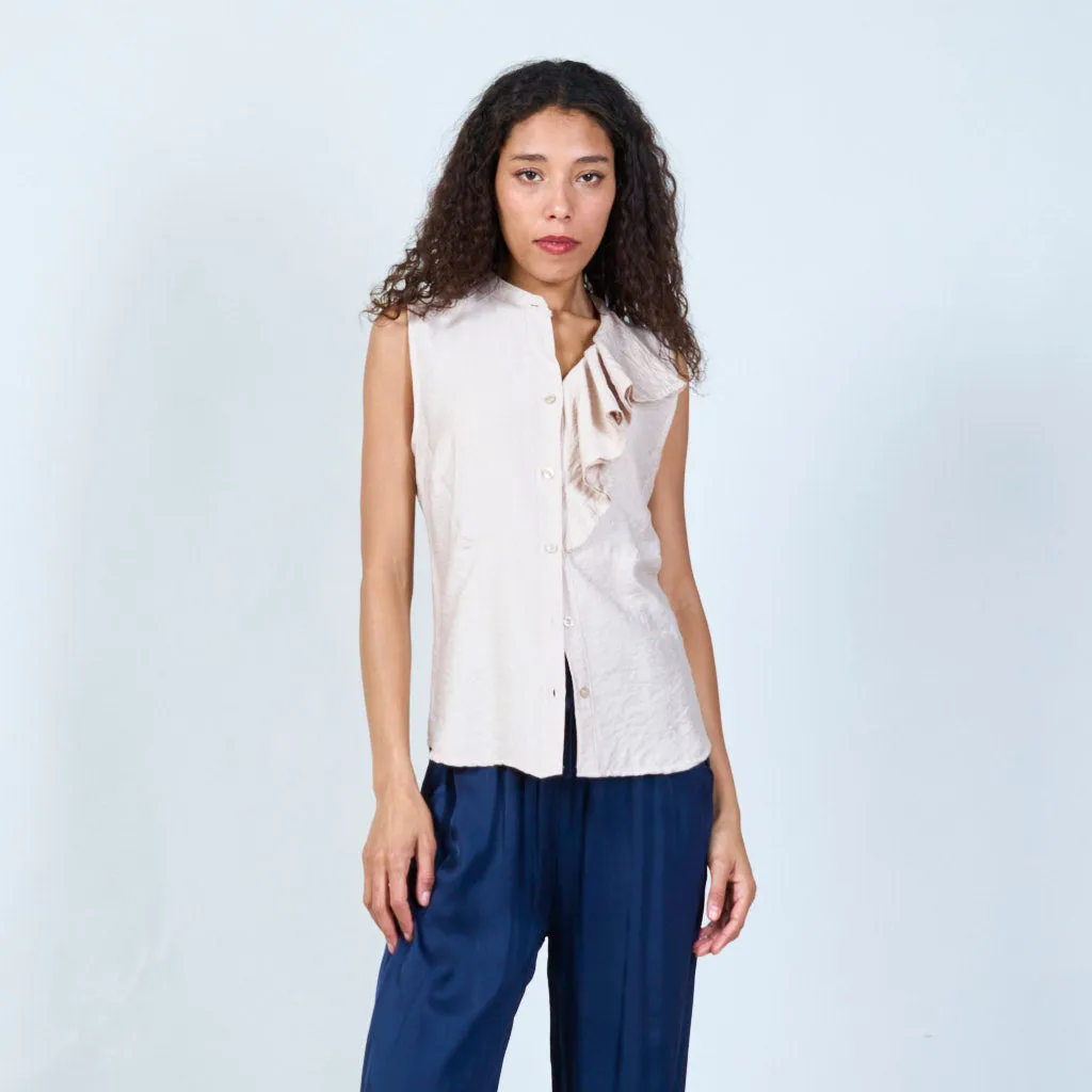 Halterneck blouse with ruffles details wholesale