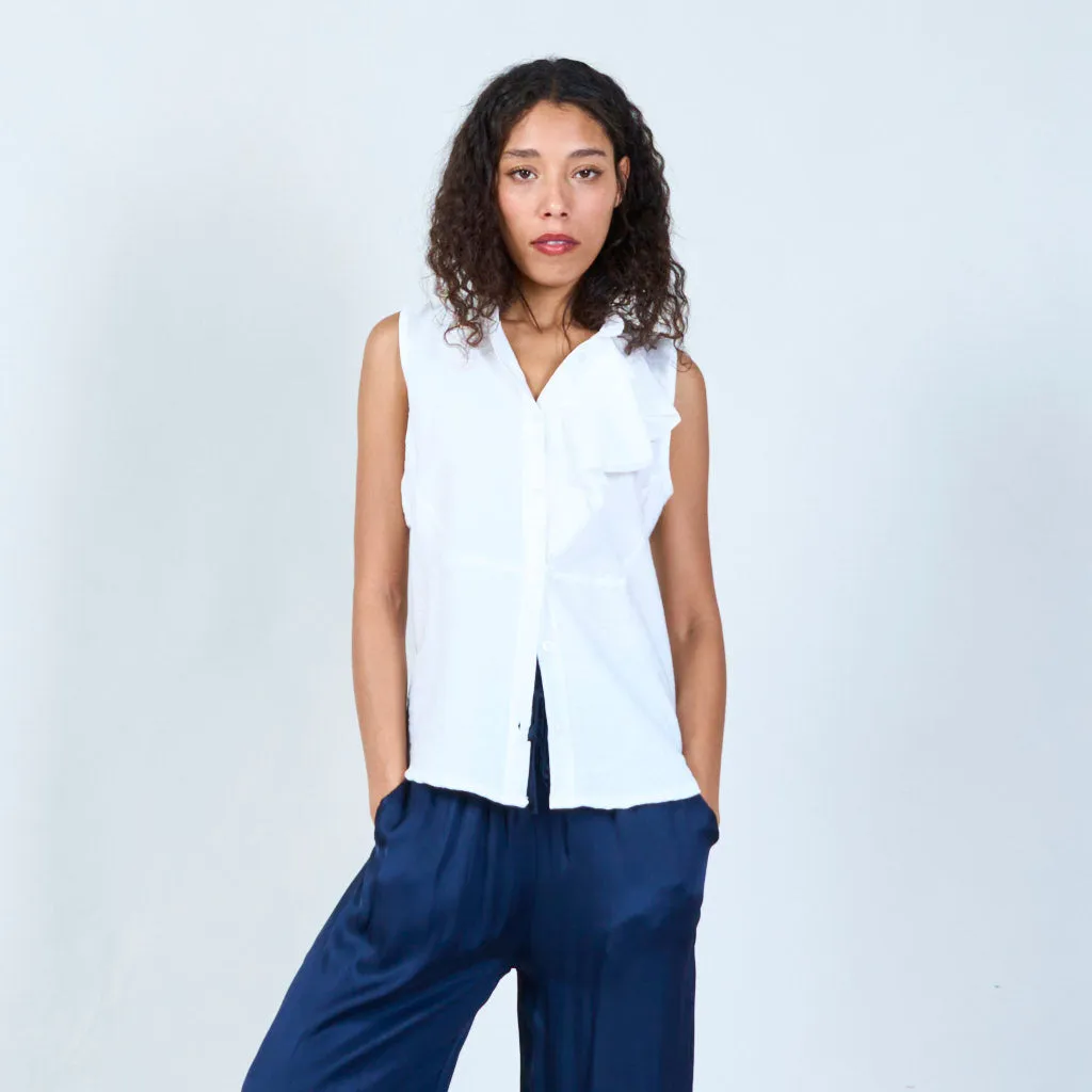 Halterneck blouse with ruffles details wholesale