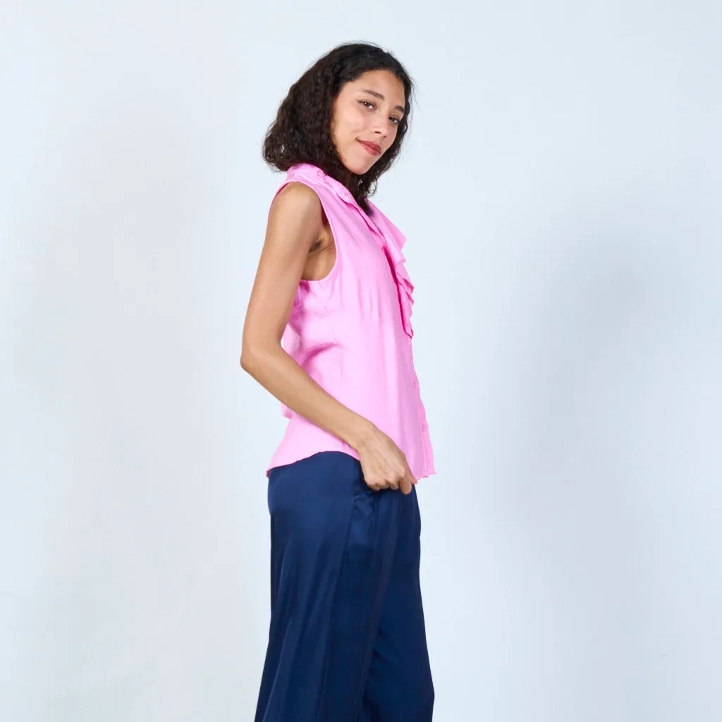 Halterneck blouse with ruffles details wholesale