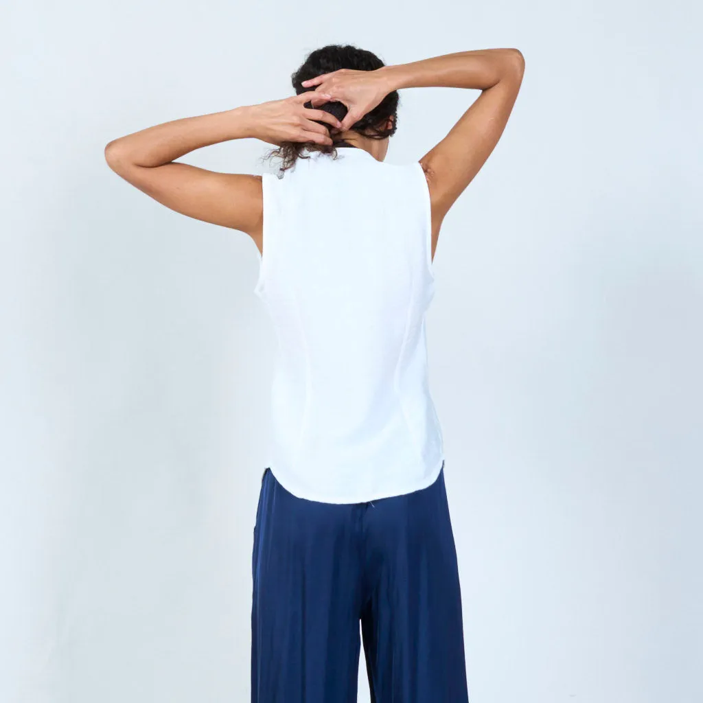 Halterneck blouse with ruffles details wholesale