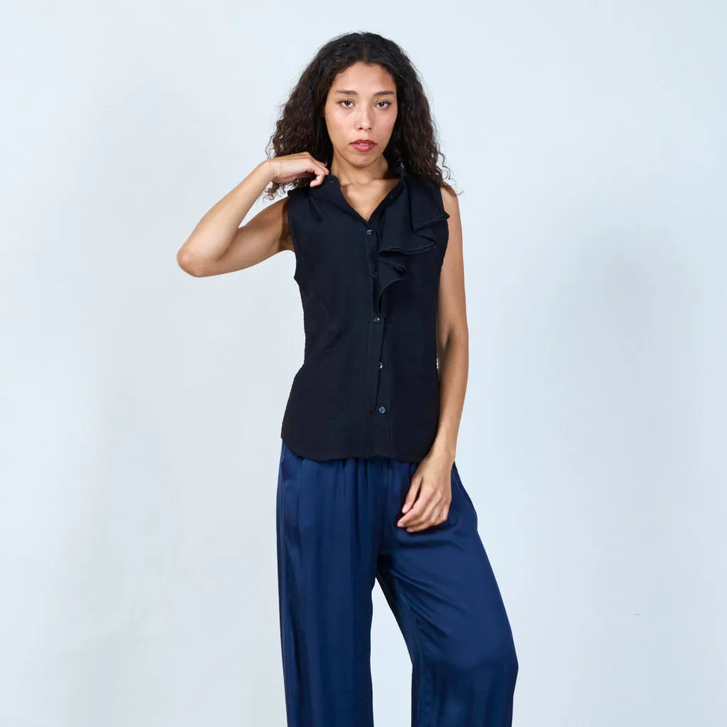 Halterneck blouse with ruffles details wholesale