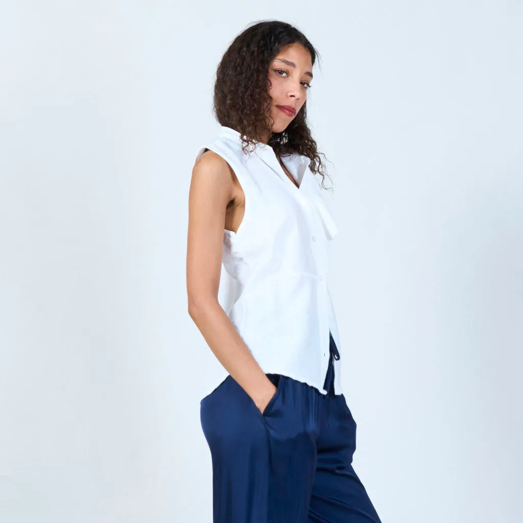 Halterneck blouse with ruffles details wholesale