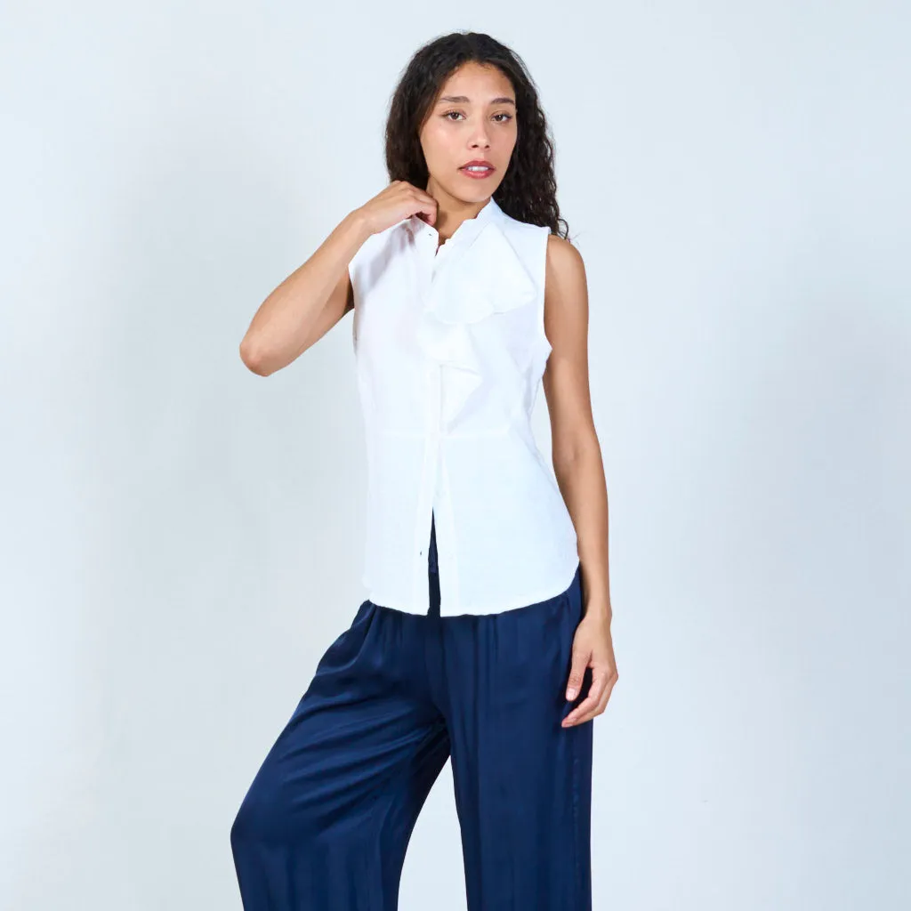 Halterneck blouse with ruffles details wholesale