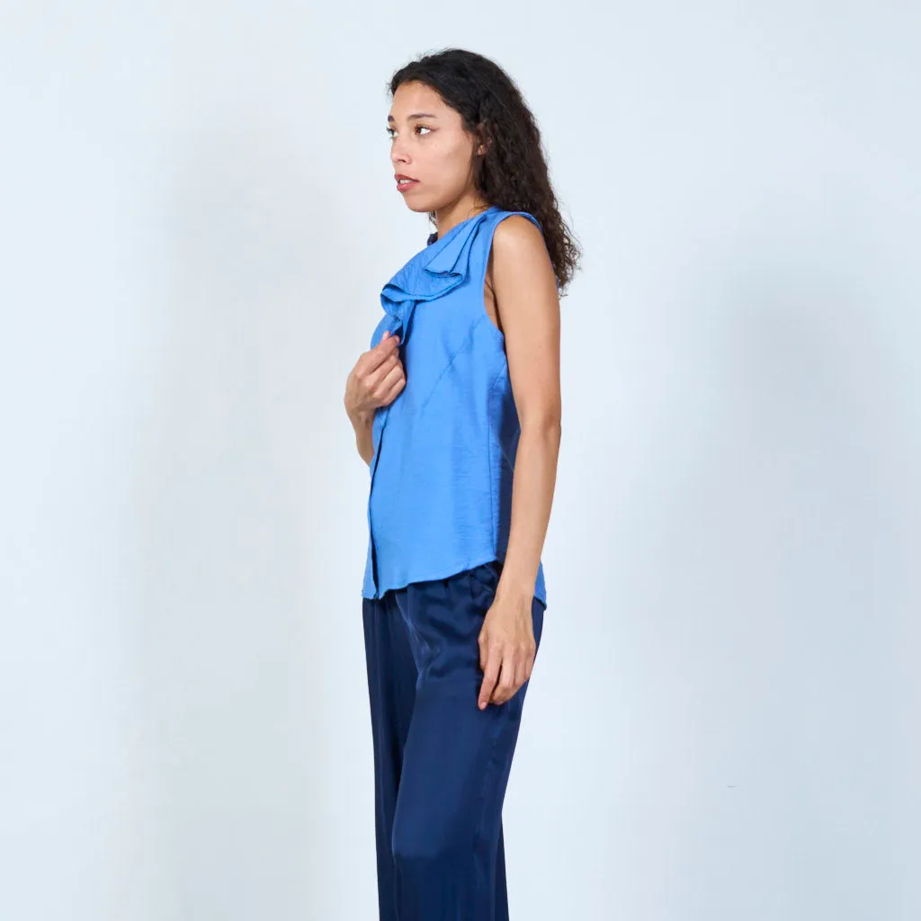 Halterneck blouse with ruffles details wholesale