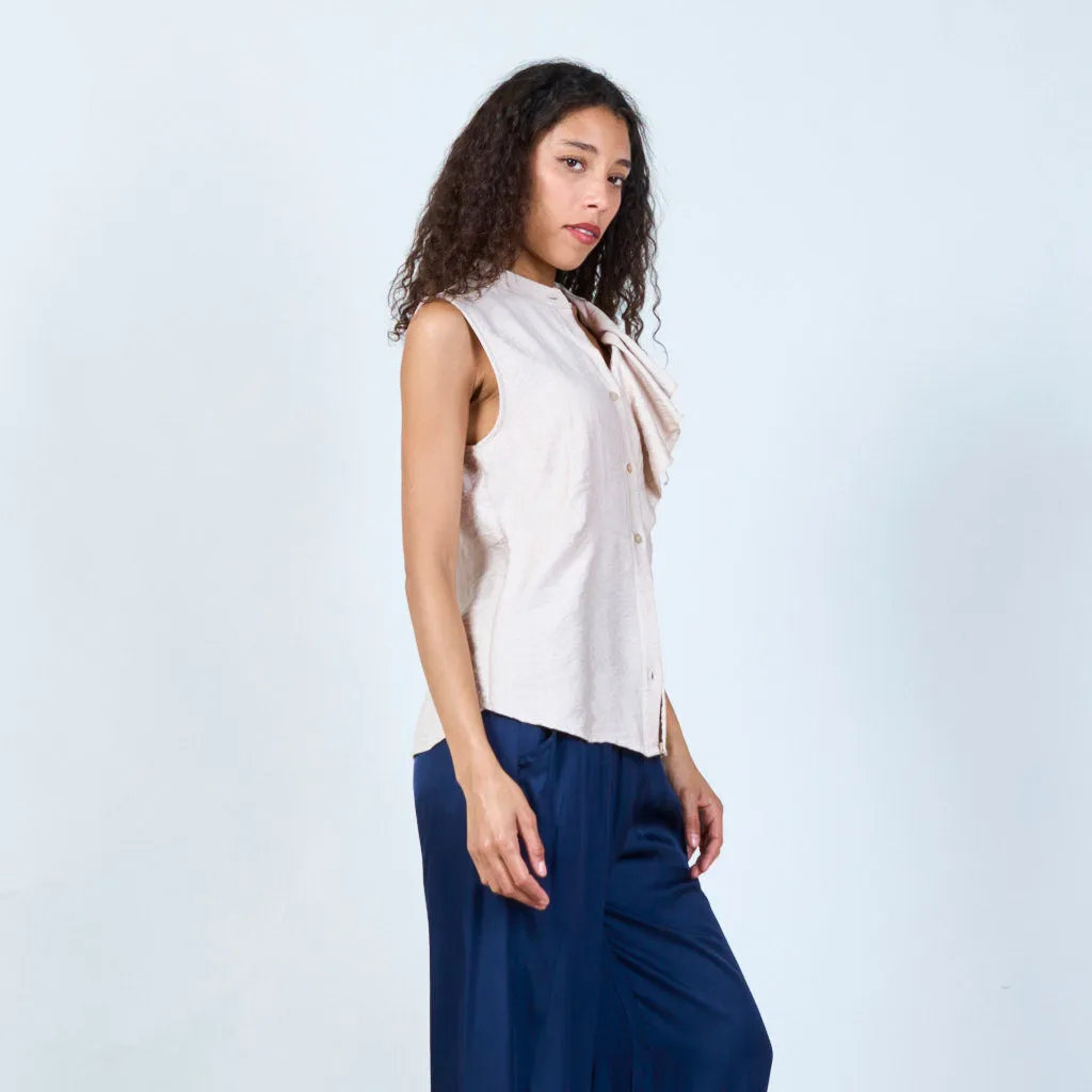 Halterneck blouse with ruffles details wholesale
