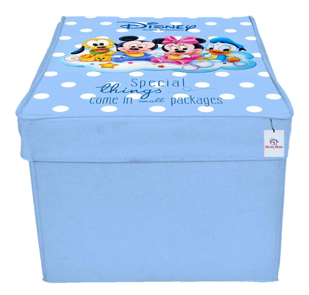 Heart Home Disney Minnie Kids Team Mickey Print Non Woven 2 Pieces Fabric Foldable Saree,Shirt Cover Storage Organizer Box with With Lid, Extra Large (Royal Blue & Pink)-KUBMART16346