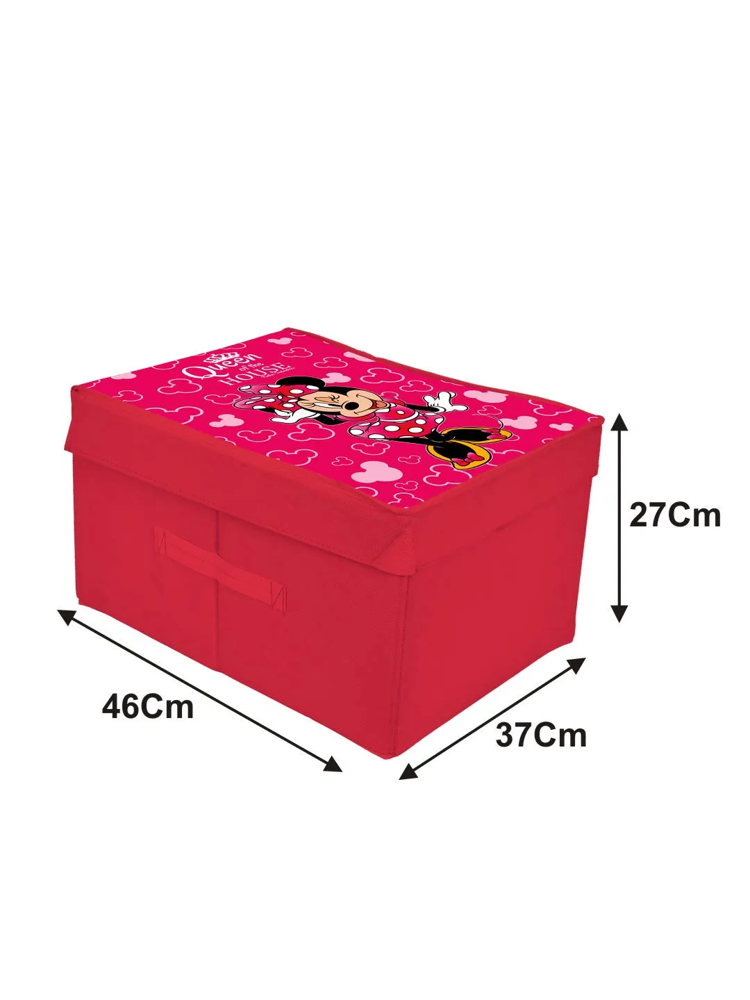 Heart Home Disney Minnie Kids Team Mickey Print Non Woven 2 Pieces Fabric Foldable Saree,Shirt Cover Storage Organizer Box with With Lid, Extra Large (Royal Blue & Pink)-KUBMART16346