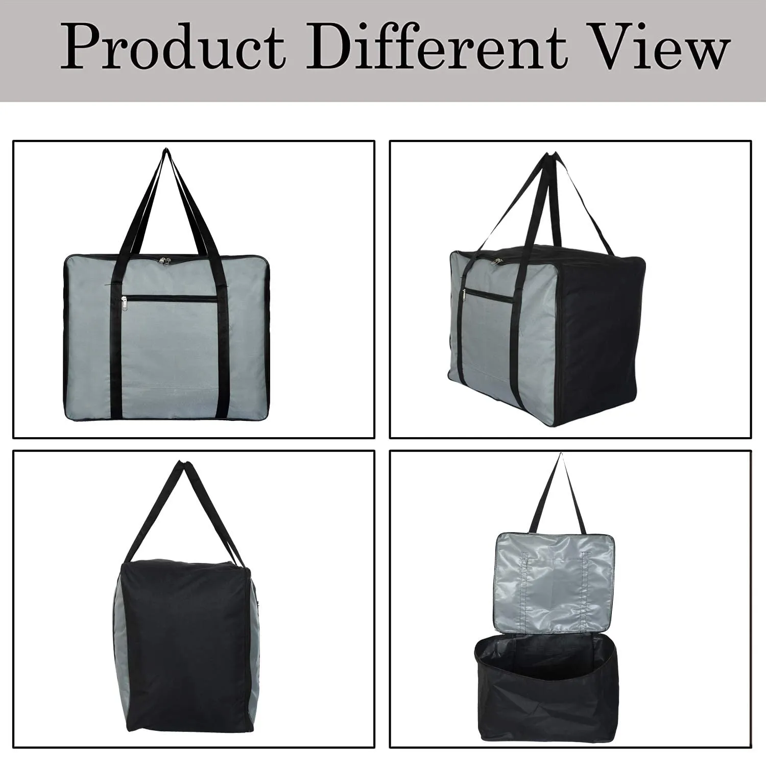 Heart Home Moisture Proof Wardrobe Organizer Storage Bag For Clothes With Zipper Closure and Handle- Pack of 2 (Grey & Black)-HS43HEARTH26663