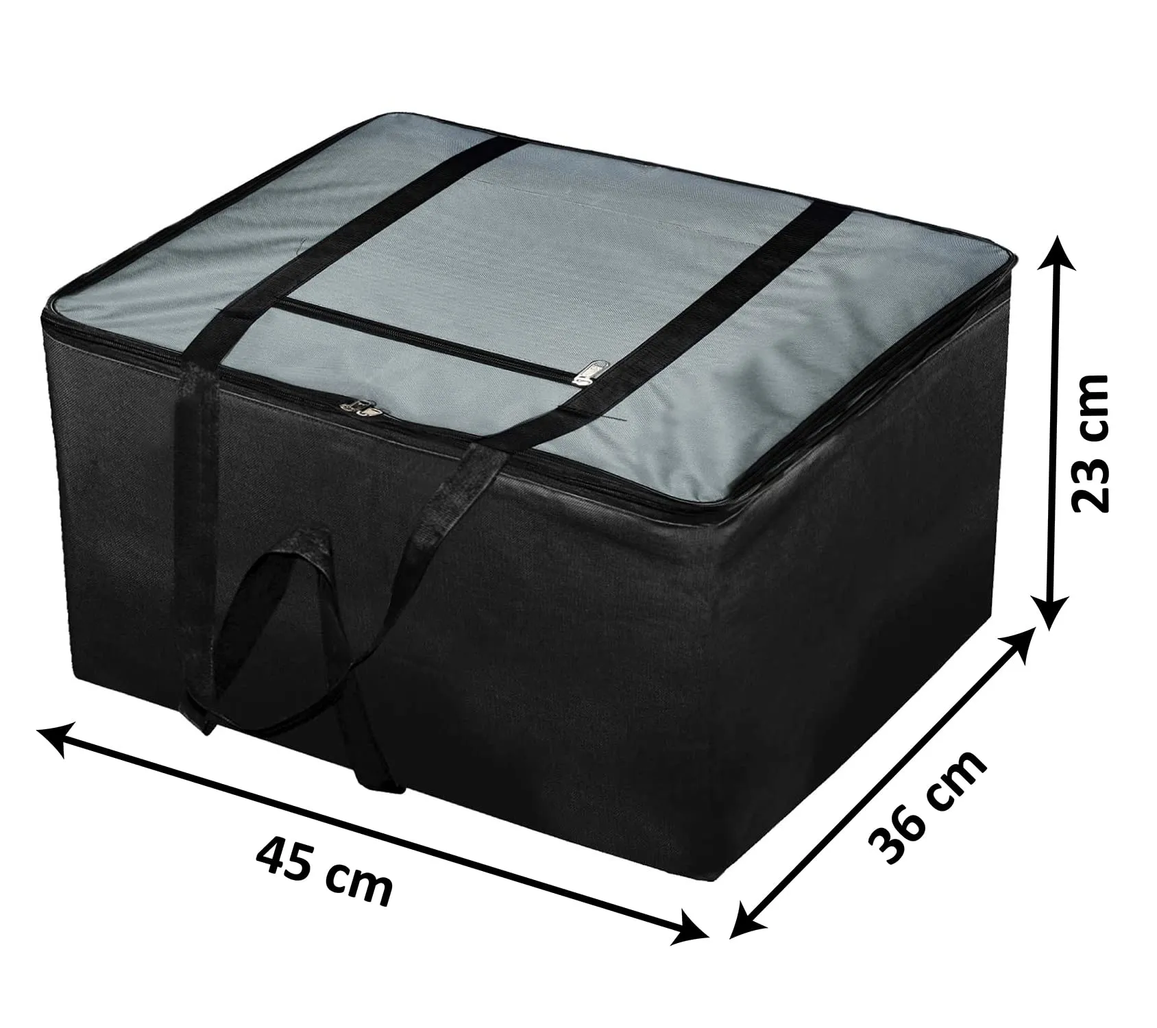 Heart Home Moisture Proof Wardrobe Organizer Storage Bag For Clothes With Zipper Closure and Handle- Pack of 2 (Grey & Black)-HS43HEARTH26663