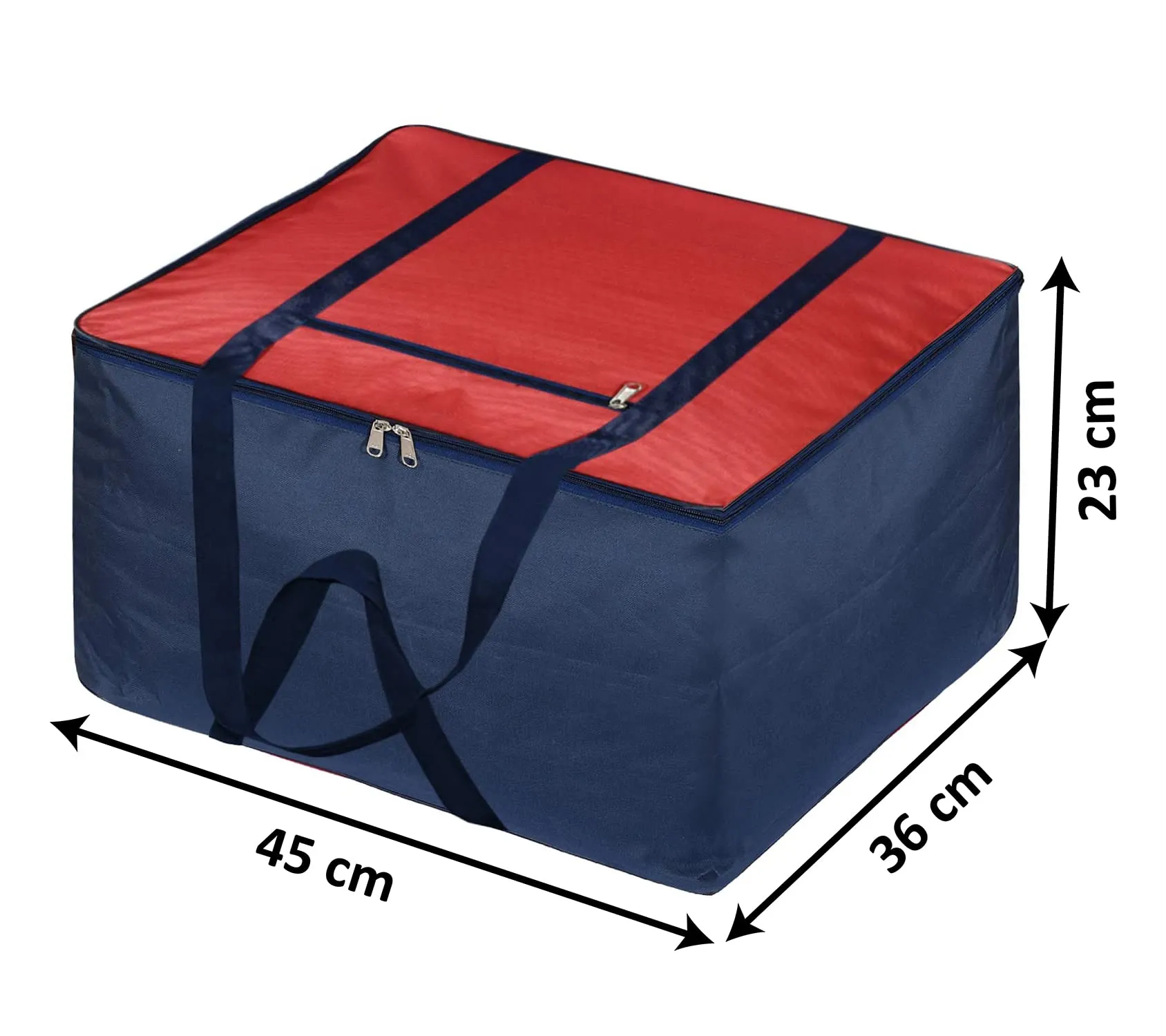 Heart Home Moisture Proof Wardrobe Organizer Storage Bag For Clothes With Zipper Closure and Handle- Pack of 2 (Red & Blue)-HS43HEARTH26659