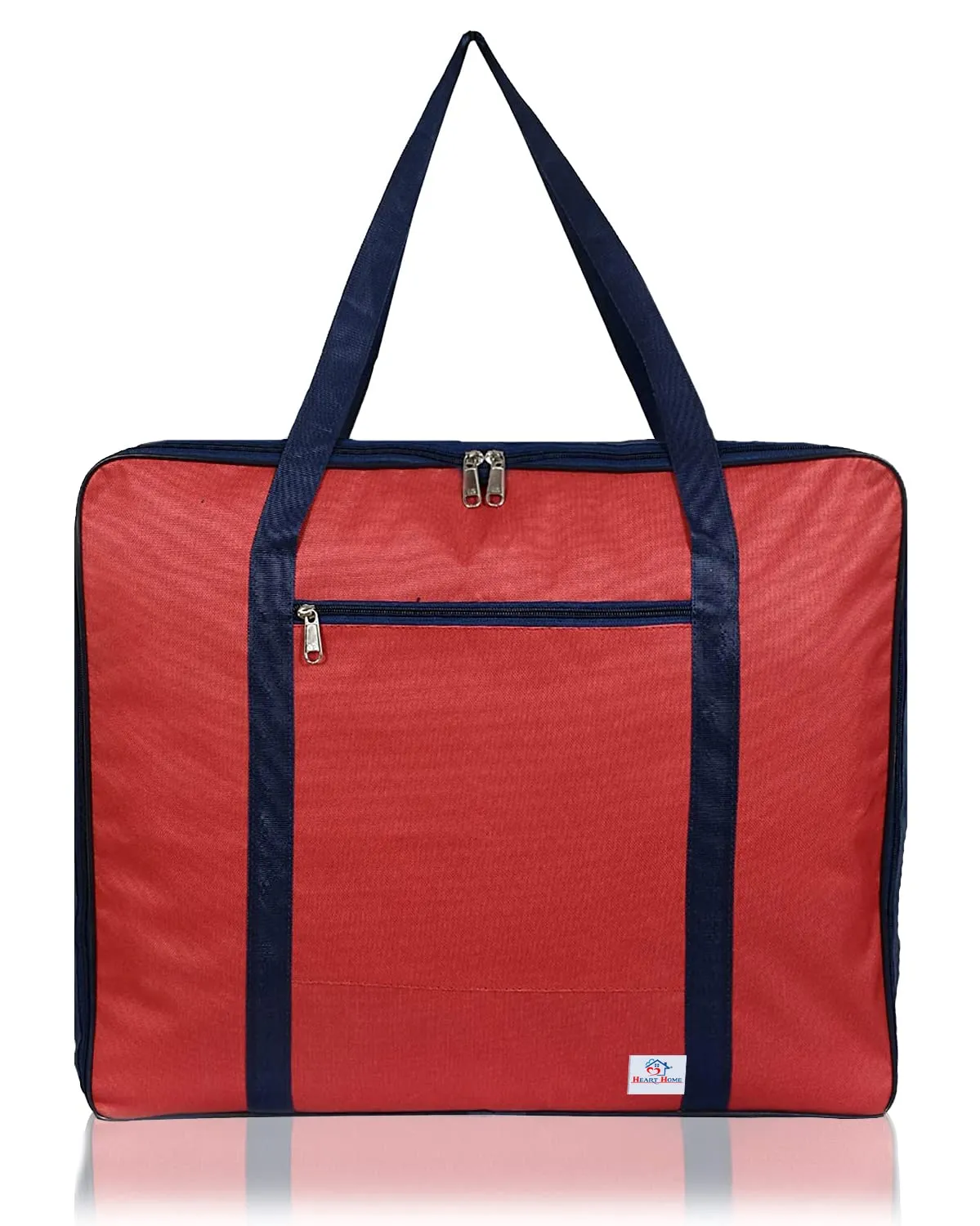 Heart Home Moisture Proof Wardrobe Organizer Storage Bag For Clothes With Zipper Closure and Handle- Pack of 2 (Red & Blue)-HS43HEARTH26659