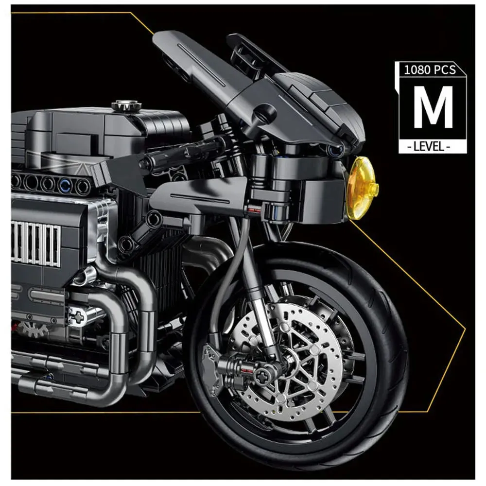 High Tech MOC Classic City Motorcycle Bricks Toy