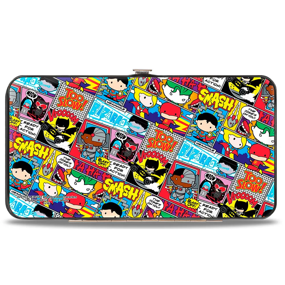Hinged Wallet - Justice League 8-Chibi Character Action Pose Comic Blocks