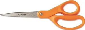 Home And Office Scissors 8 Inch  Length Stainless Steel Straight Orange Handle