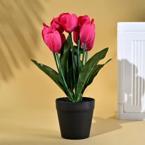 Homestic Artificial Plant | Artificial Flowers for Decoration | Decoration Artificial Flowers Pot | Plants for Office Décor | Natural Looking Plants | Nine Headed Tulip | Multicolor