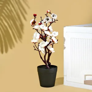 Homestic Artificial Plant|Natural Looking Plants|Decoration Artificial Flowers Pot|Plants for Office Décor|Artificial Flowers for Decoration|Two Forked Small Plum Blossom|Multicolor