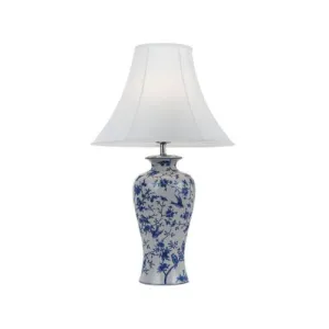 Hulong Blue and White Bird and Flower Vase Table Lamp