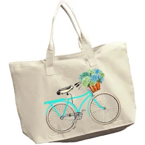 Hydrangeas Bike XL Zipper Tote