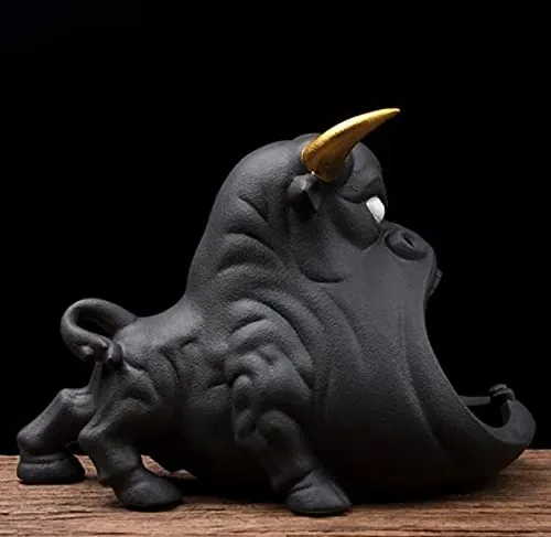 Inara Creation Angry Bull Cigarette Ashtray Smoking for Home, Office and Bar (Black)