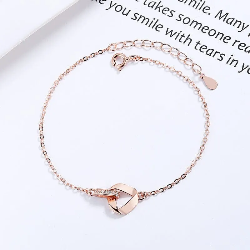 Interlocking Triangle 925 Sterling Silver Bracelet