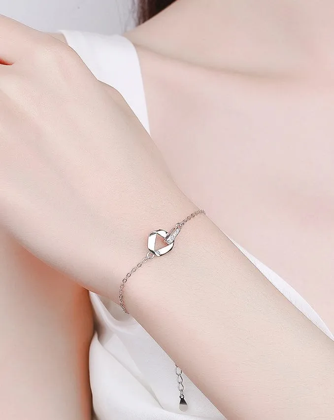 Interlocking Triangle 925 Sterling Silver Bracelet