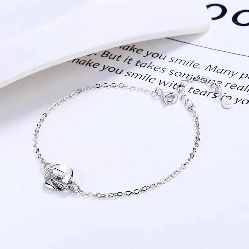 Interlocking Triangle 925 Sterling Silver Bracelet