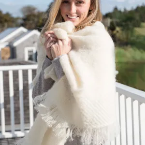 Ivory Handwoven Mohair Wrap