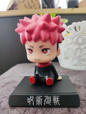 Jujutsu Kaisen Yuji Itadori Bobblehead With Mobile Holder For Cars  |12.5 Cms |