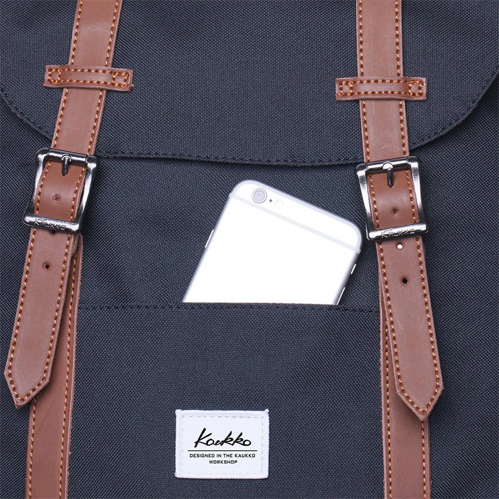 KAUKKO Backpack Women Men Vintage Travel Backpack, EP6-2  ( Black / 18.3L  )