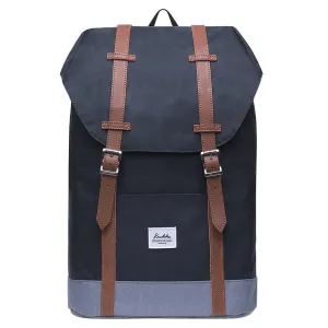 KAUKKO Backpack Women Men Vintage Travel Backpack, EP6-2  ( Black / 18.3L  )