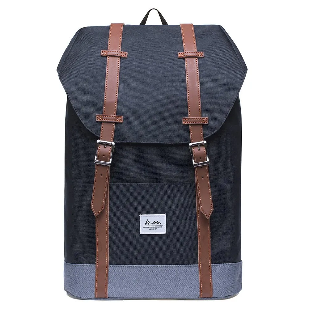 KAUKKO Backpack Women Men Vintage Travel Backpack, EP6-2  ( Black / 18.3L  )
