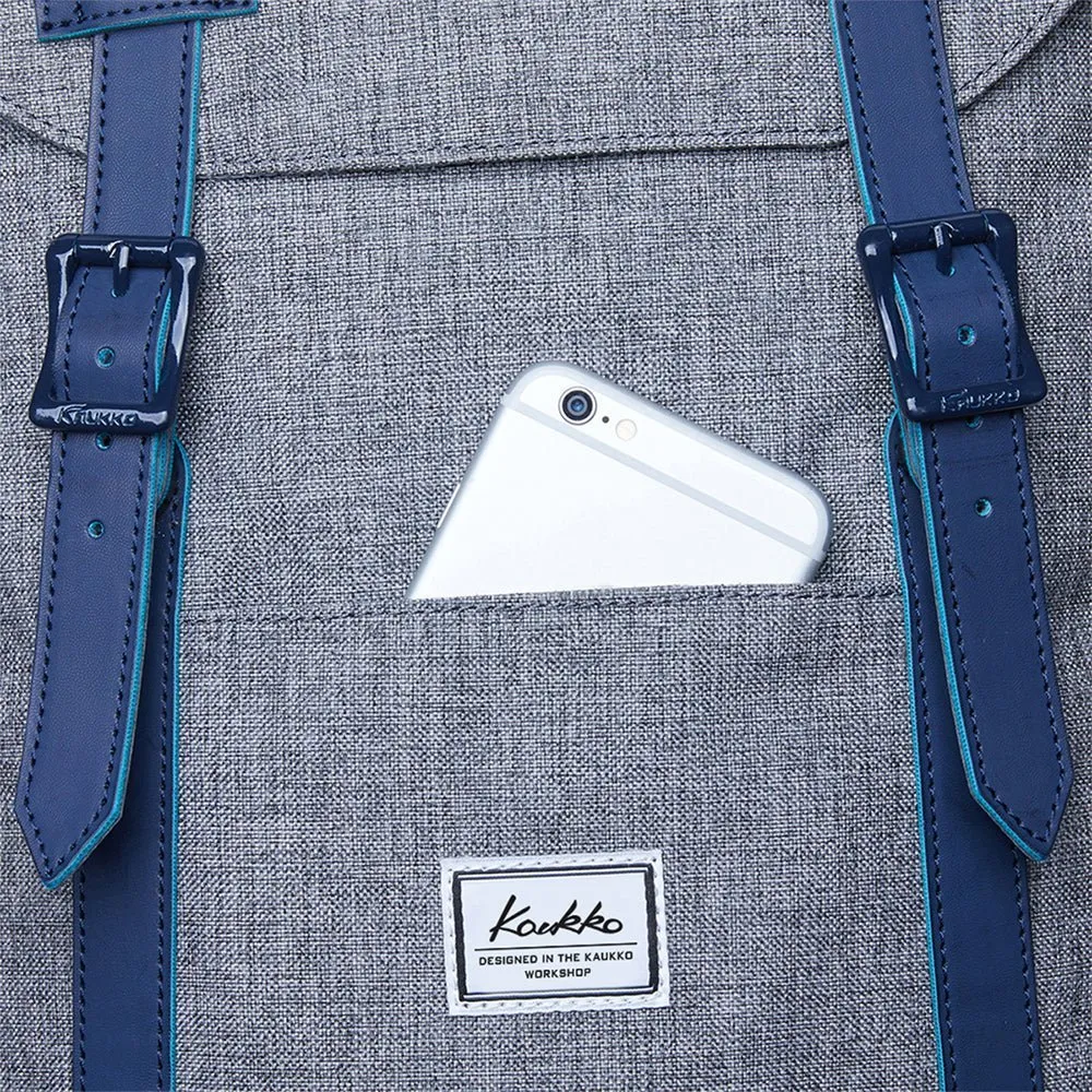 KAUKKO Backpack Women Men Vintage Travel Backpack, EP6-2  ( Grey Blue / 18.3L  )