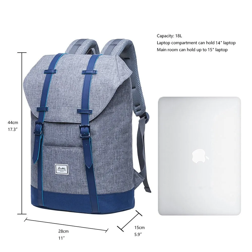 KAUKKO Backpack Women Men Vintage Travel Backpack, EP6-2  ( Grey Blue / 18.3L  )
