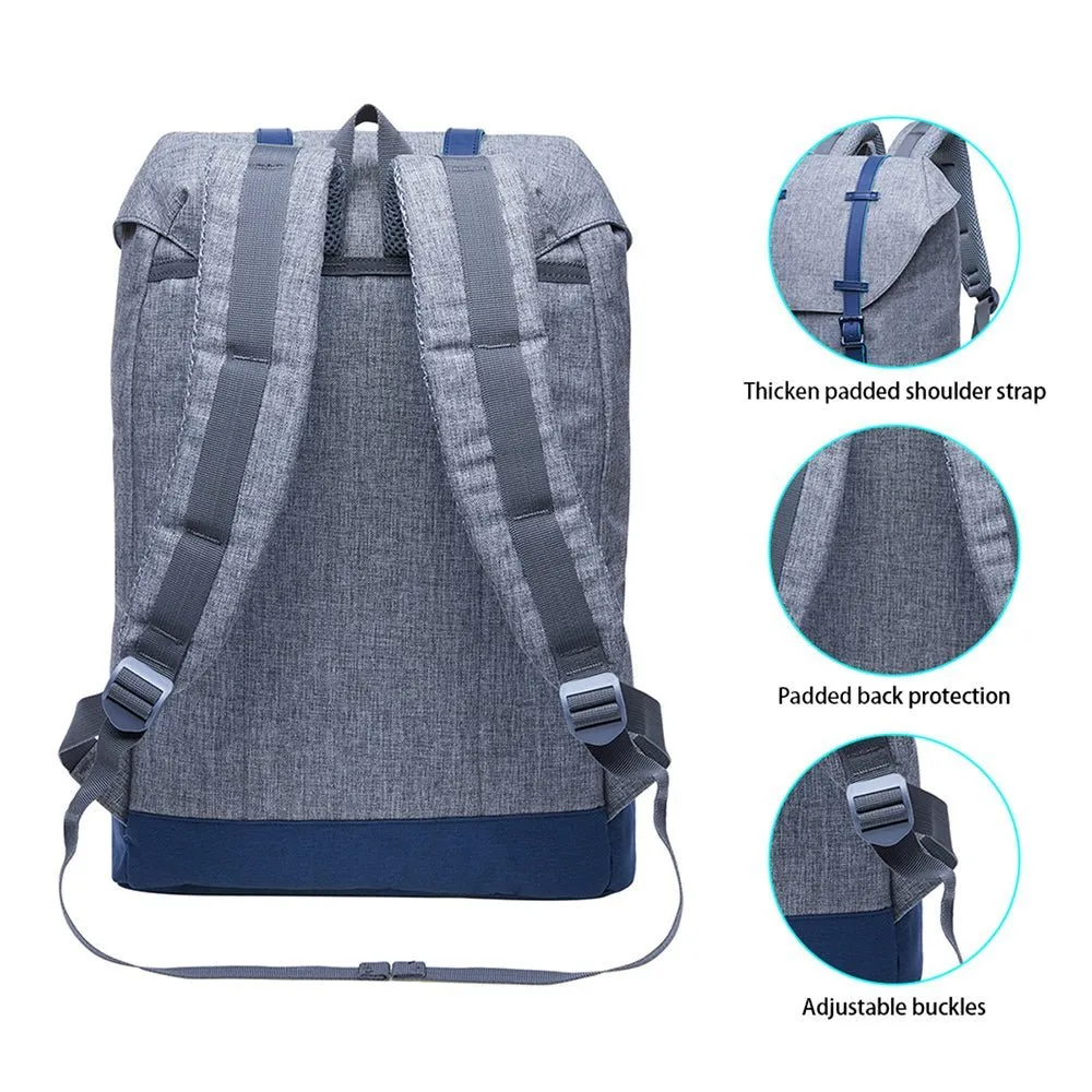 KAUKKO Backpack Women Men Vintage Travel Backpack, EP6-2  ( Grey Blue / 18.3L  )