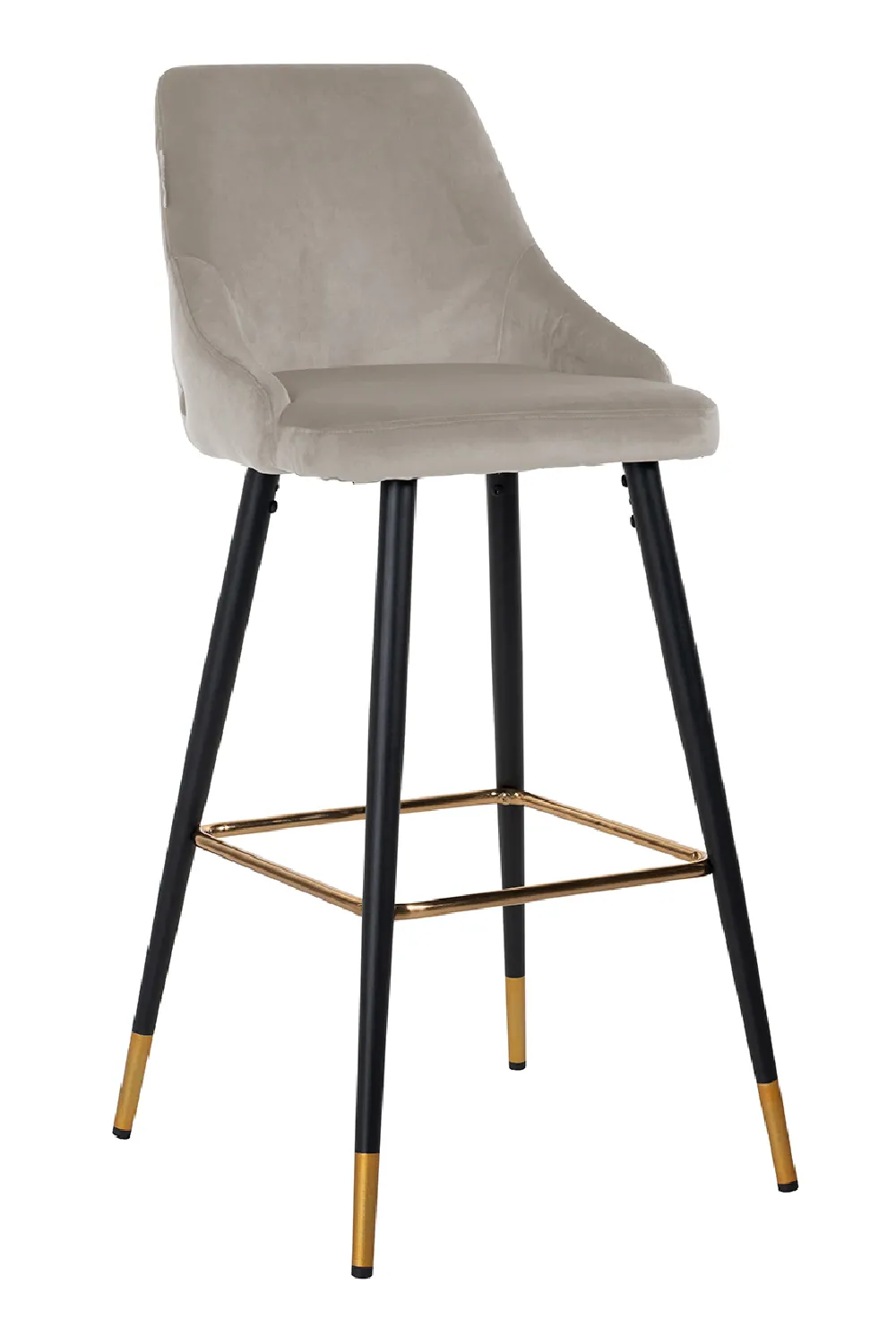 Khaki Velvet Gold Accent Bar Stool | OROA Imani