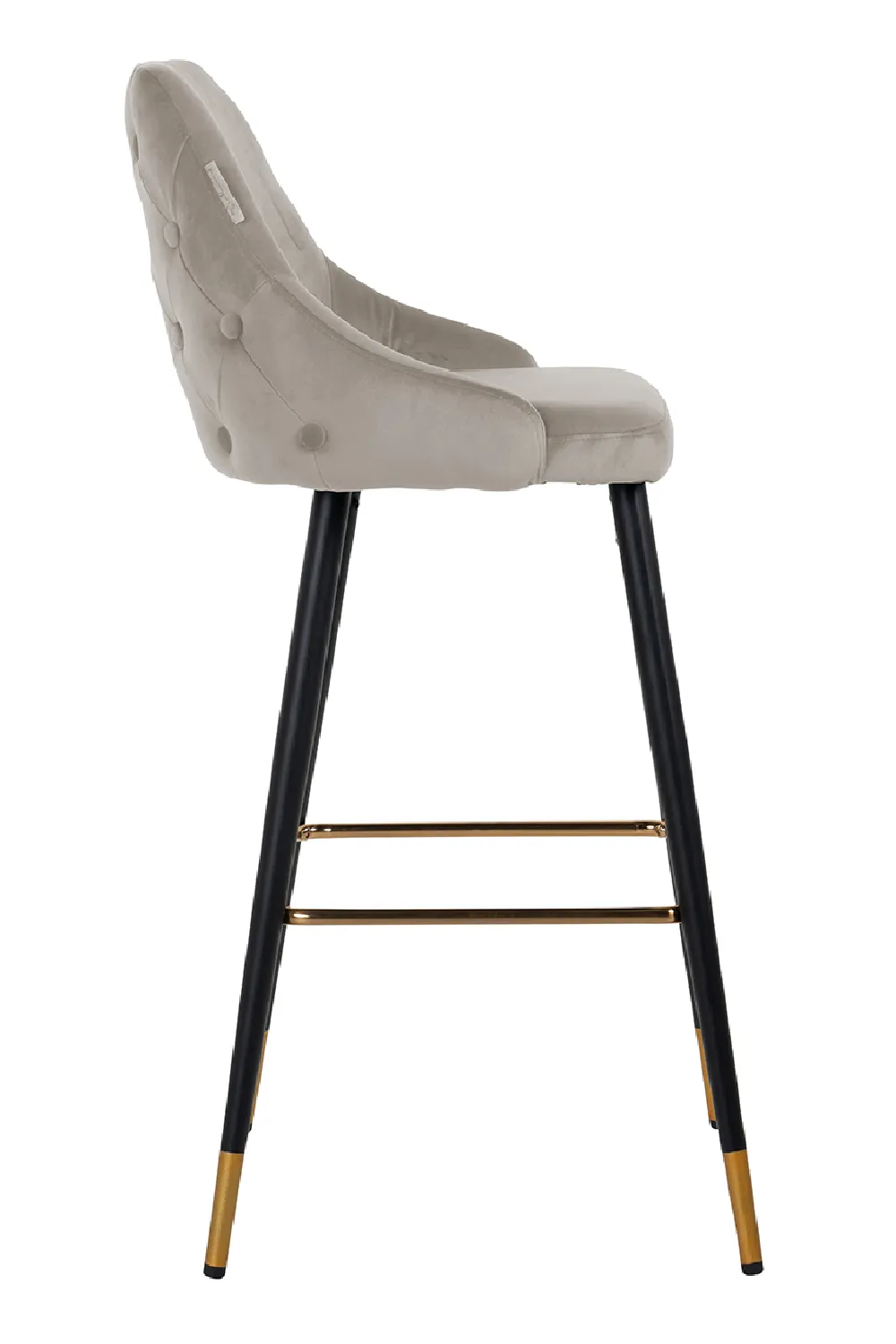 Khaki Velvet Gold Accent Bar Stool | OROA Imani
