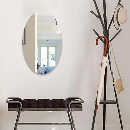 KOIME Oval Shape Adhesive Mirror Sticker for Wall on Tiles Bathroom Bedroom Living Room Basin Mirror Bathroom Wall Mirror Stickers Unbreakable Plastic Wall Mirror 20 * 30 (1)-2024
