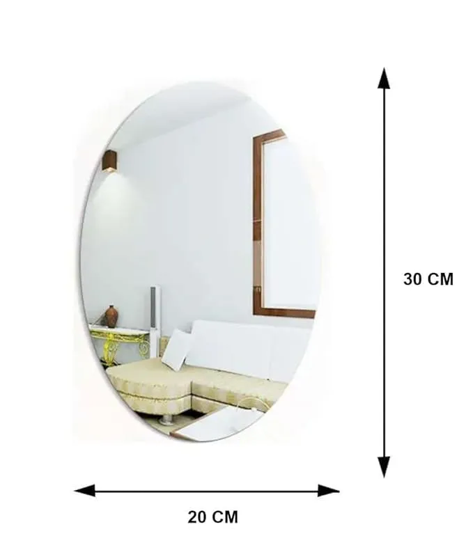KOIME Oval Shape Adhesive Mirror Sticker for Wall on Tiles Bathroom Bedroom Living Room Basin Mirror Bathroom Wall Mirror Stickers Unbreakable Plastic Wall Mirror 20 * 30 (1)-2024