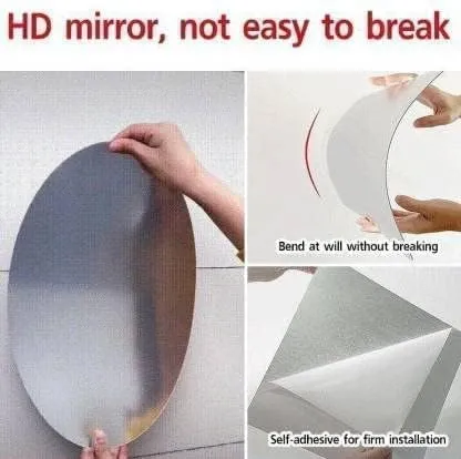 KOIME Oval Shape Adhesive Mirror Sticker for Wall on Tiles Bathroom Bedroom Living Room Basin Mirror Bathroom Wall Mirror Stickers Unbreakable Plastic Wall Mirror 20 * 30 (1)-2024
