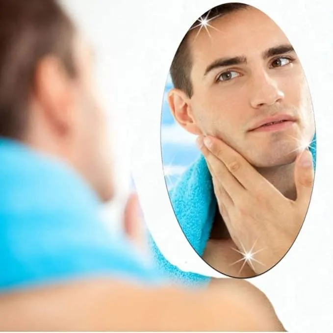 KOIME Oval Shape Adhesive Mirror Sticker for Wall on Tiles Bathroom Bedroom Living Room Basin Mirror Bathroom Wall Mirror Stickers Unbreakable Plastic Wall Mirror 20 * 30 (1)-2024